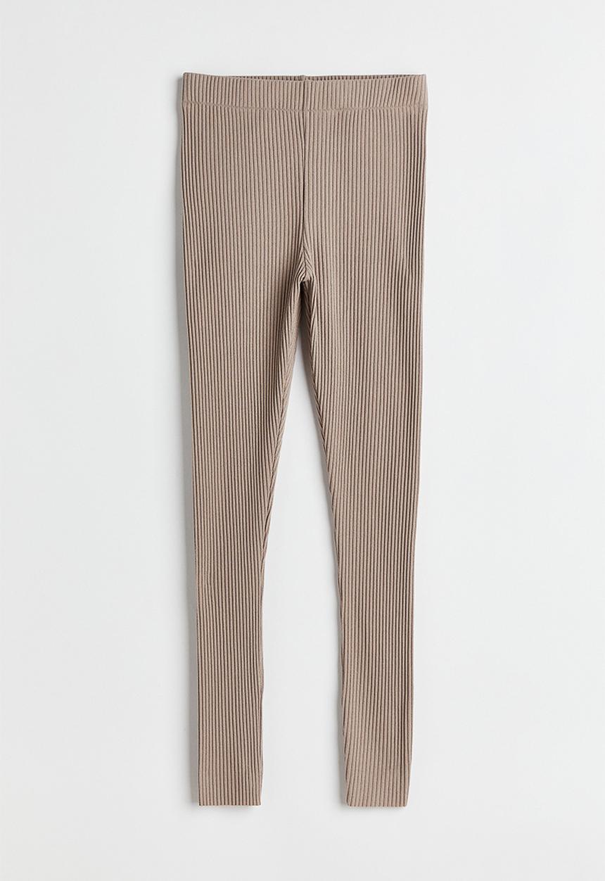 H&M - Ribbed leggings - beige