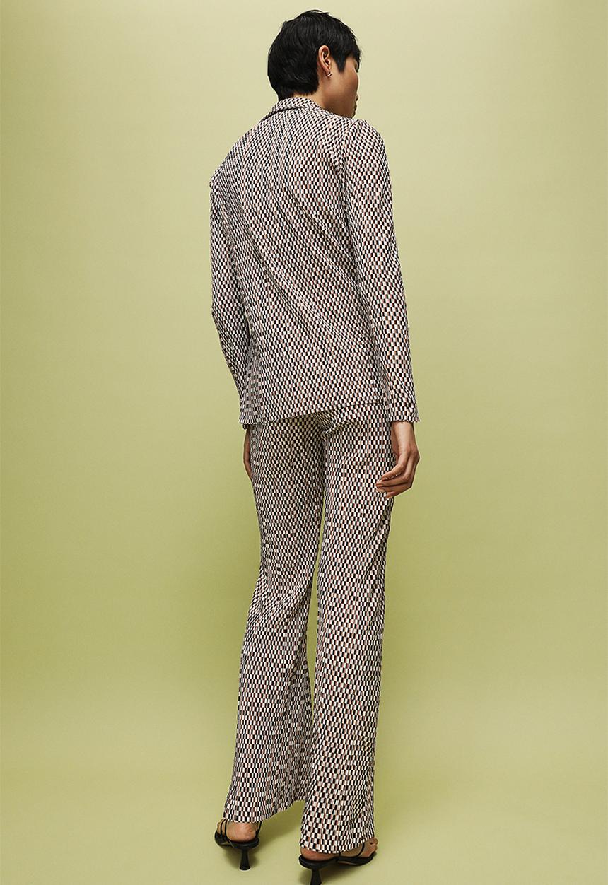 H&M - Flared textured jersey leggings - beige/patterned