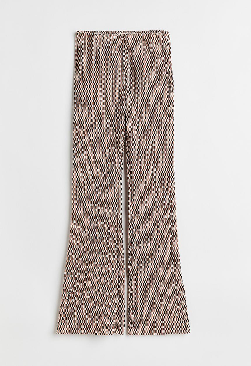 H&M - Flared textured jersey leggings - beige/patterned