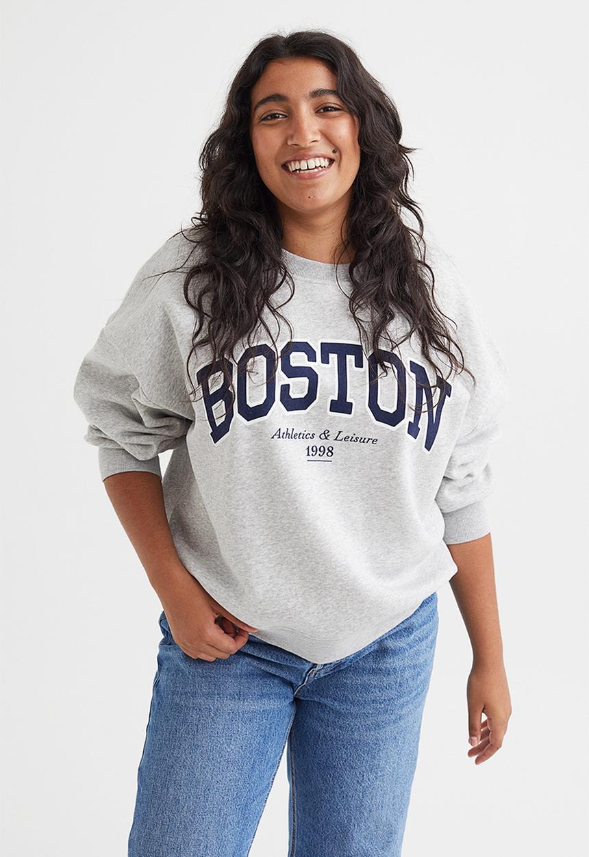 H&M - Printed sweatshirt - grey marl/boston