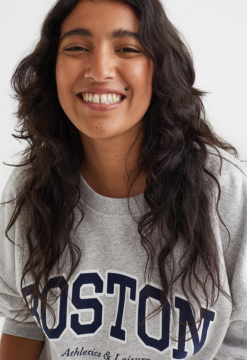 H&M - Printed sweatshirt - grey marl/boston