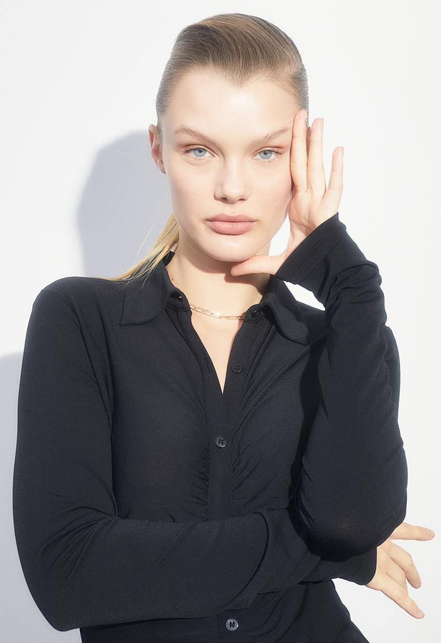 H&M - Button-front shirt dress - black