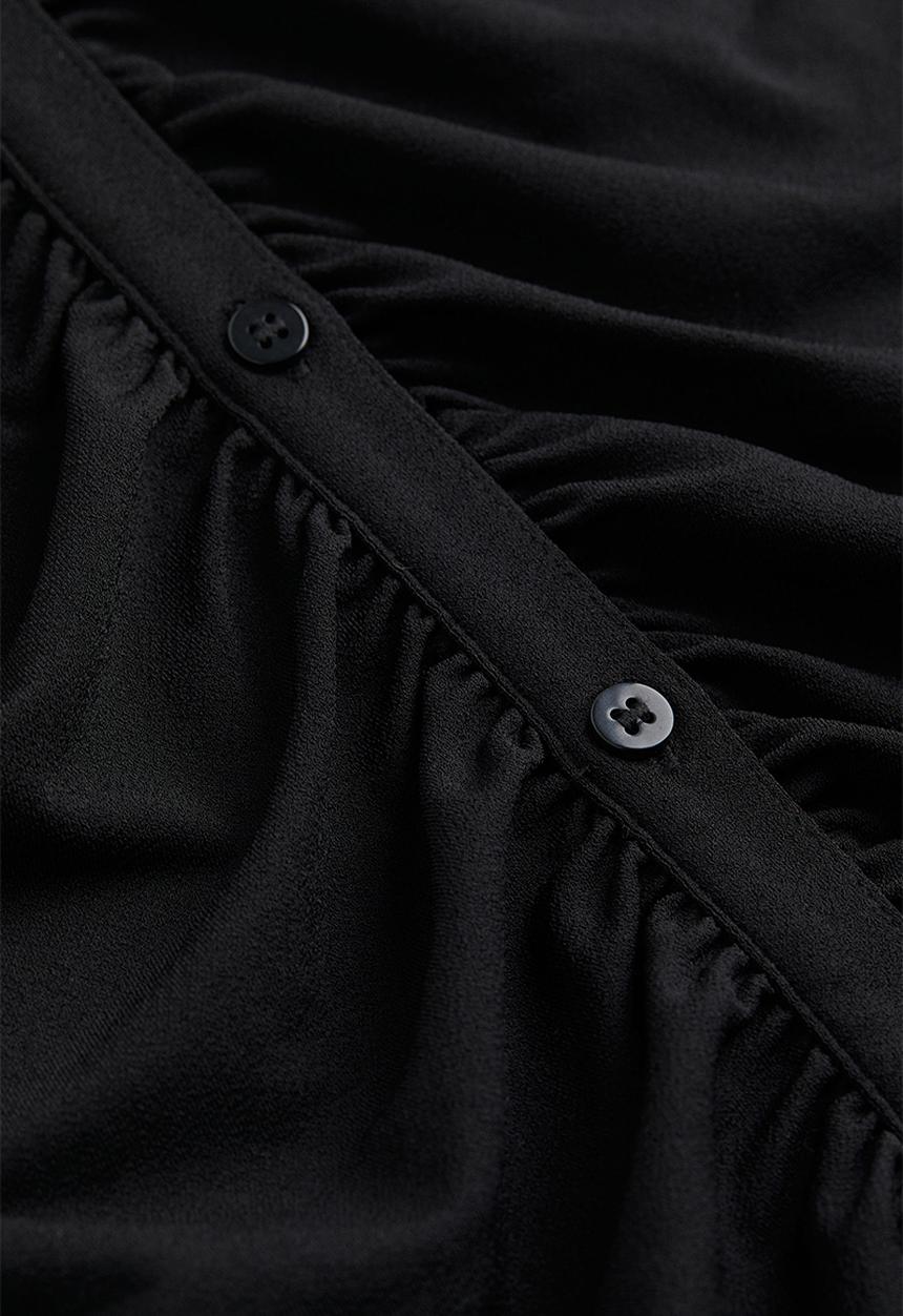 H&M - Button-front shirt dress - black