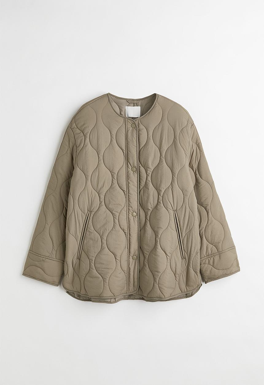 H&M - Quilted jacket - light green-beige