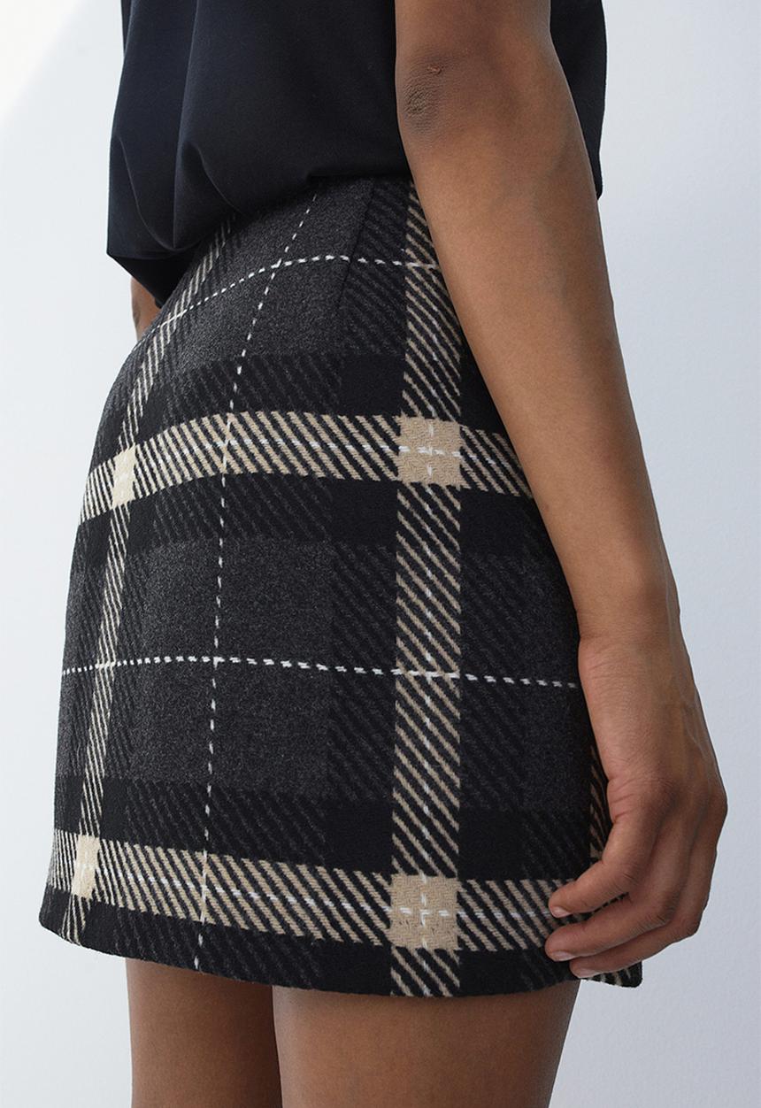 H&M - Mini skirt - dark grey/checked