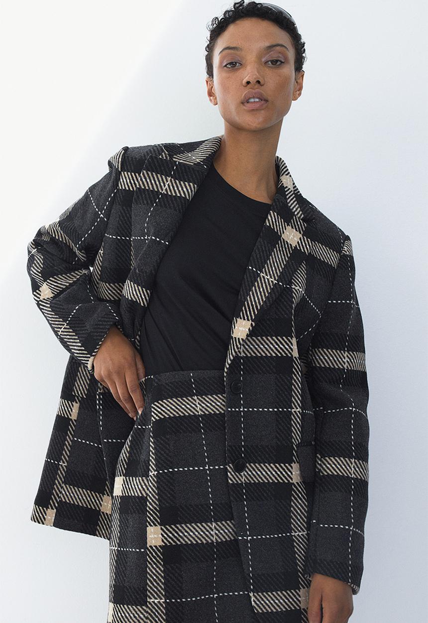 H&M - Mini skirt - dark grey/checked