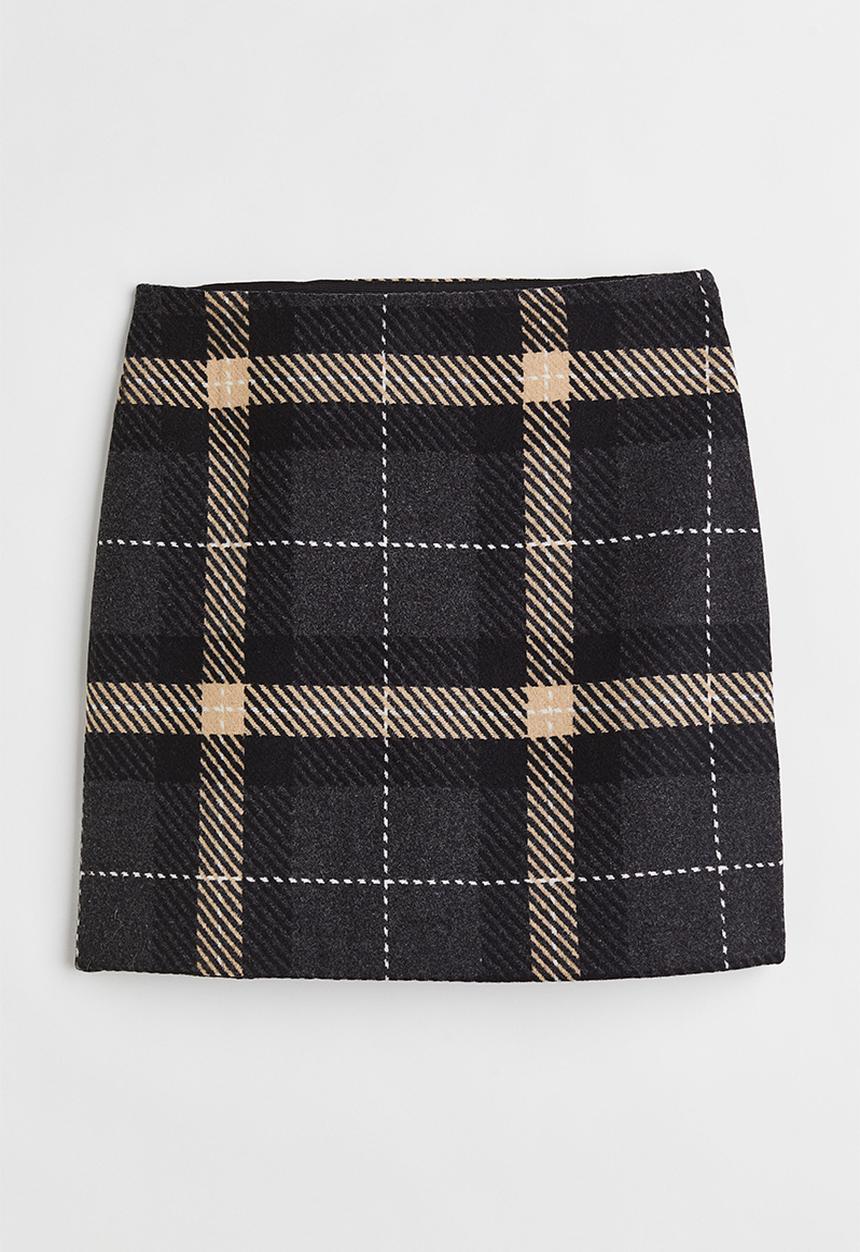 H&M - Mini skirt - dark grey/checked