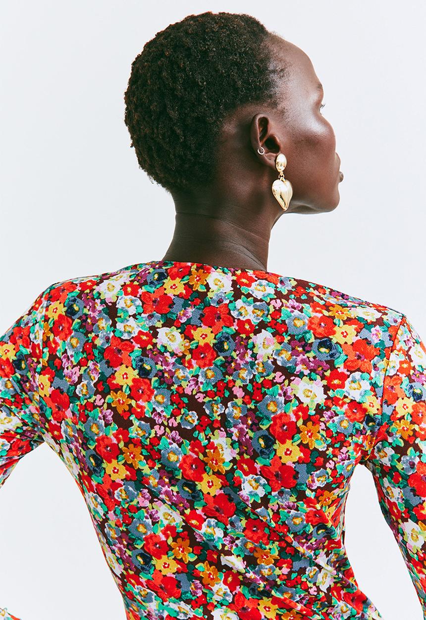 H&M - Gathered dress - red/floral