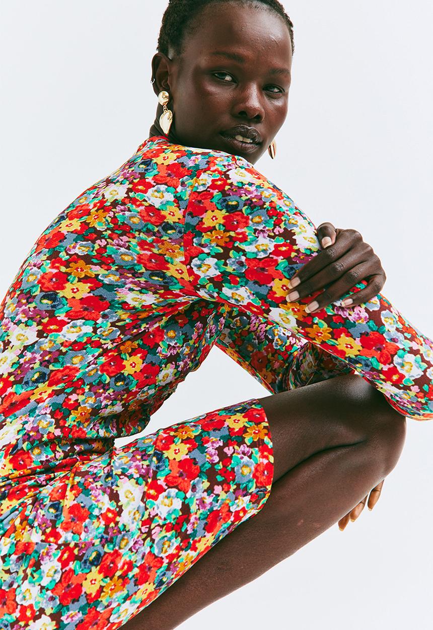 H&M - Gathered dress - red/floral