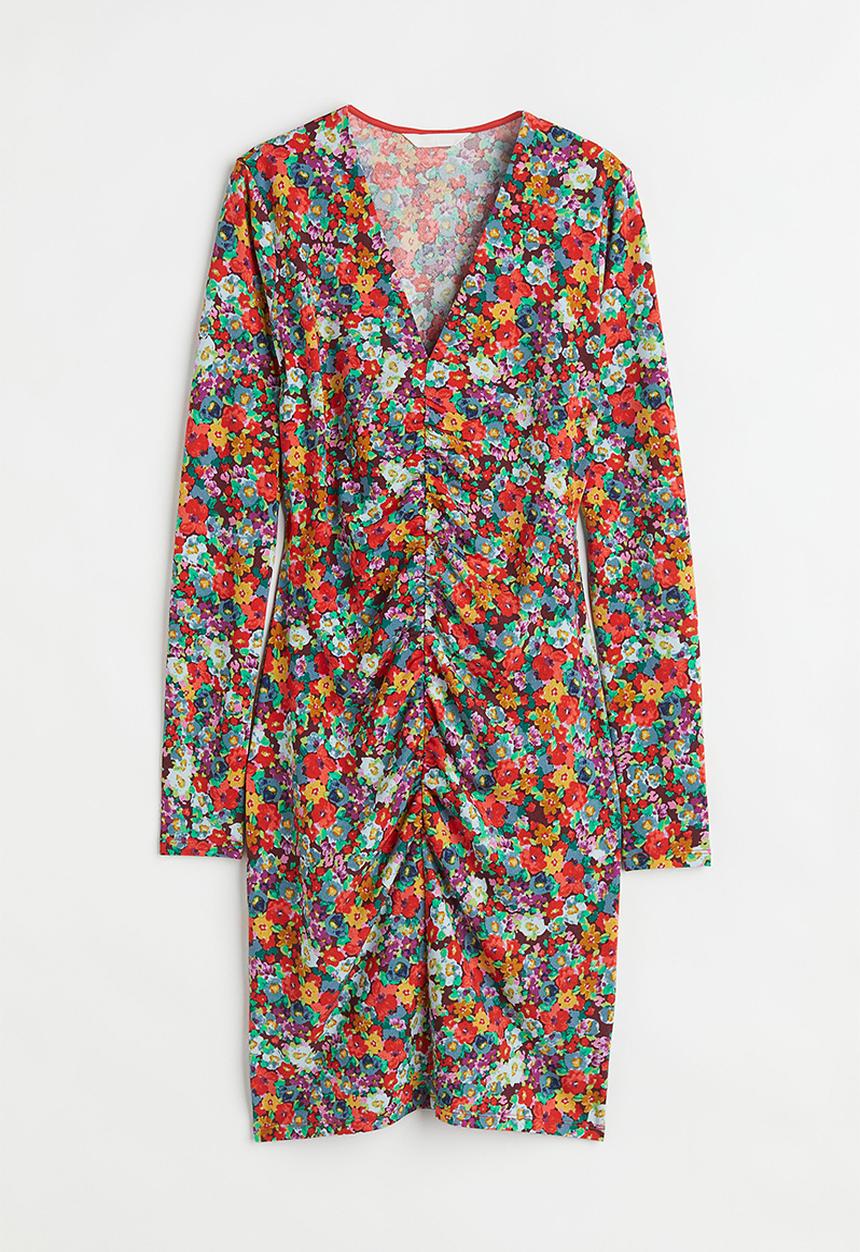 H&M - Gathered dress - red/floral