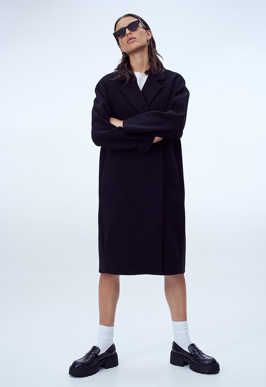 H&M - Double-breasted coat - black