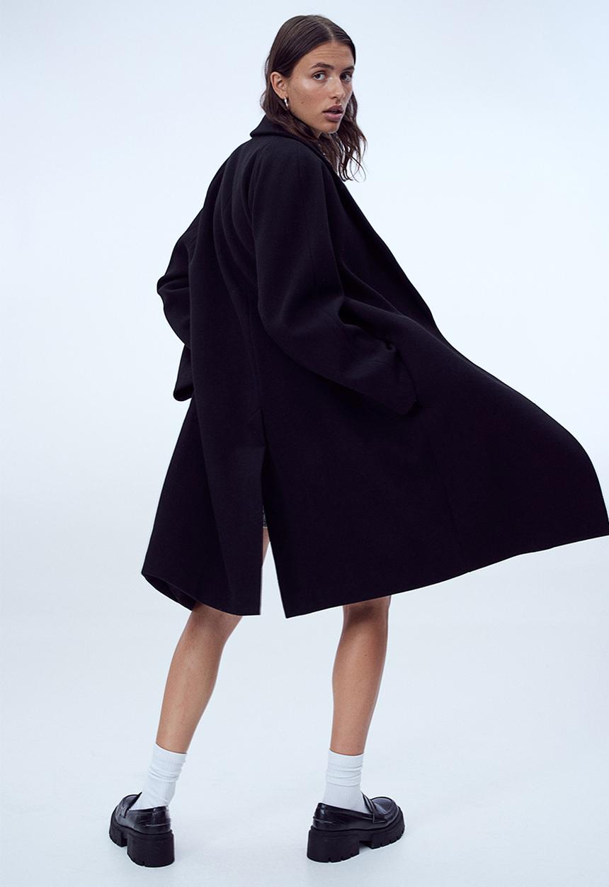 H&M - Double-breasted coat - black