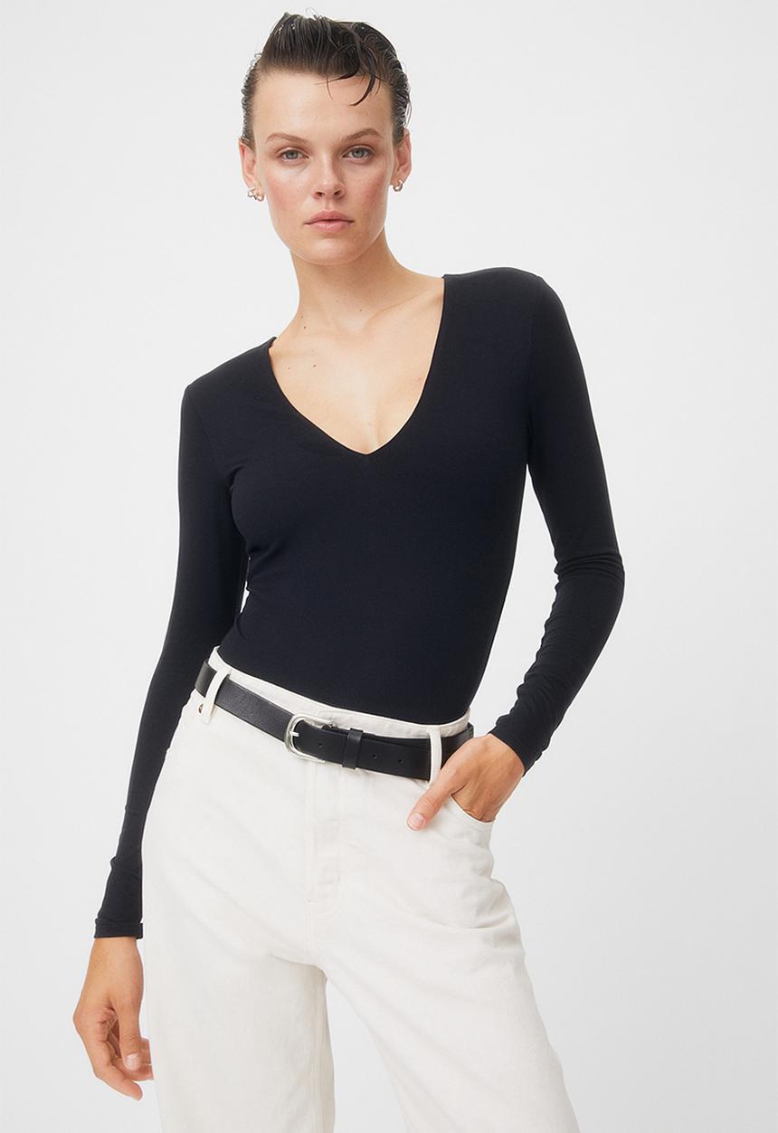 H&M - V-neck bodysuit - black