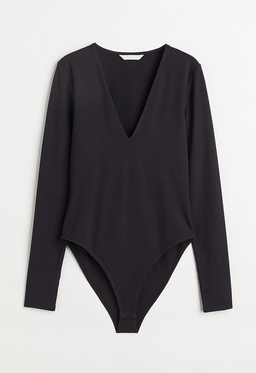 H&M - V-neck bodysuit - black