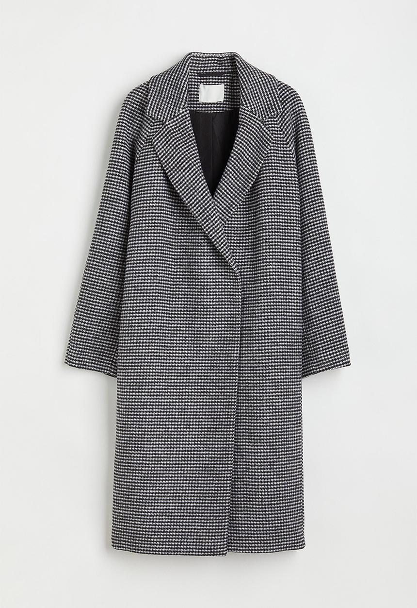 H&M - Double-breasted coat - white/dogtooth-patterned