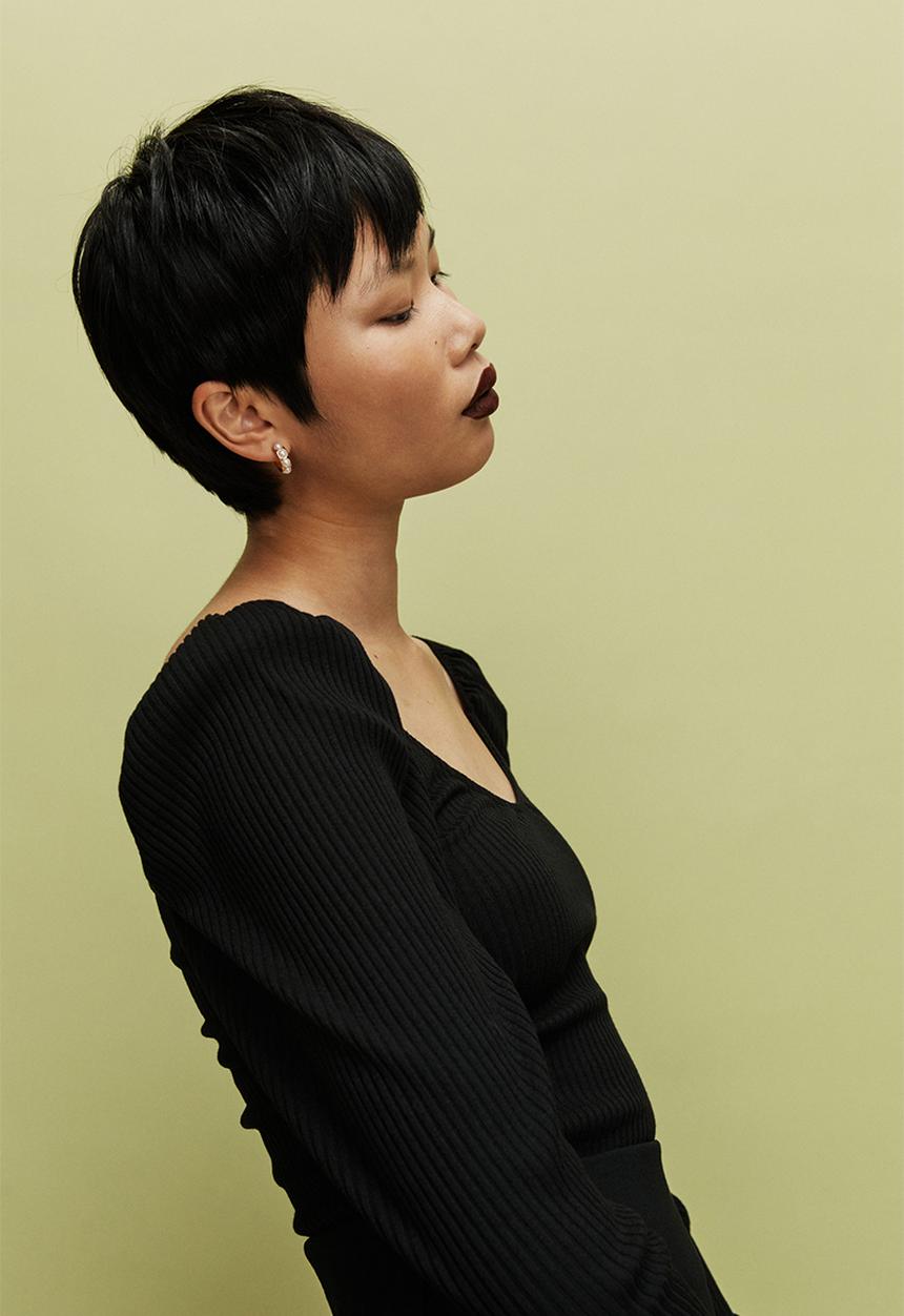 H&M - Ribbed short top - black