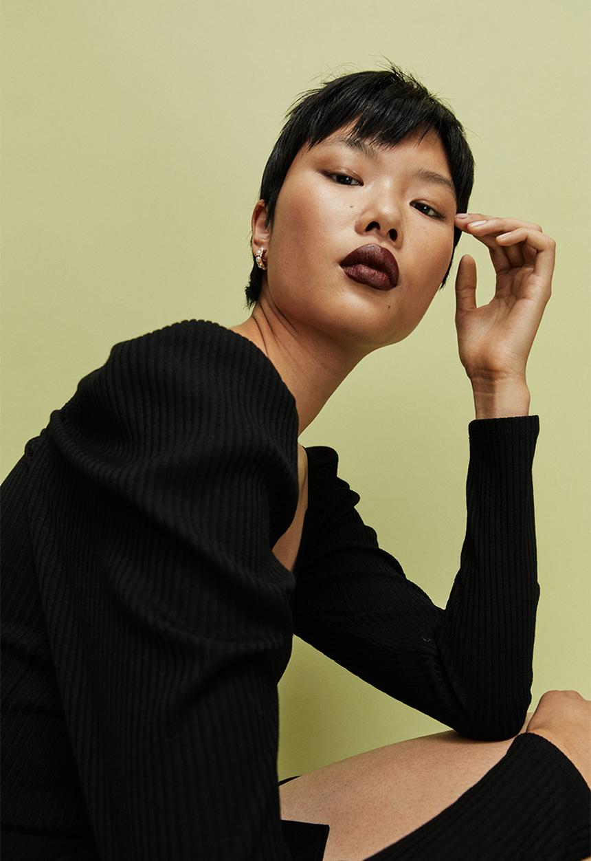 H&M - Ribbed short top - black