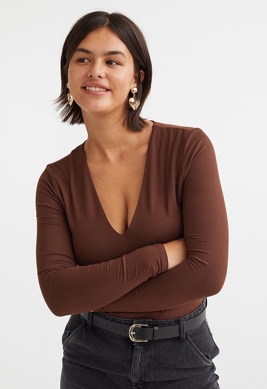 H&M - V-neck bodysuit - brown