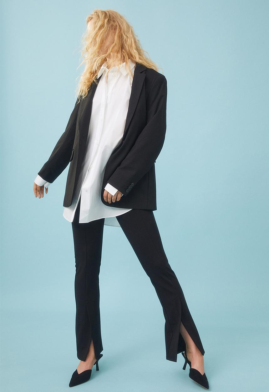 H&M - Flared slit-hem leggings - black