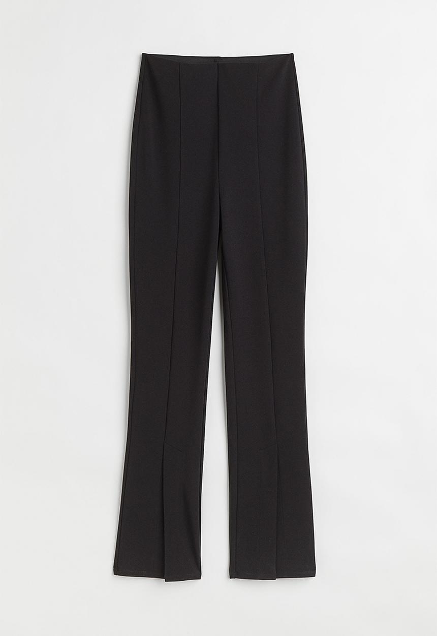 H&M - Flared slit-hem leggings - black