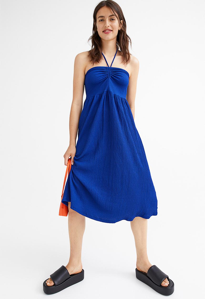 H&M - Crinkled halterneck dress - cornflower blue