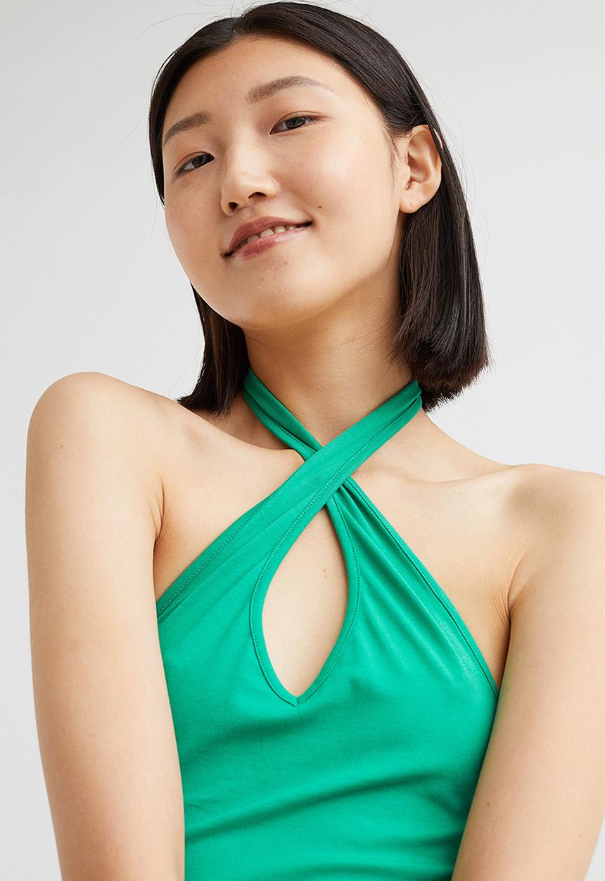 H&M - Halterneck v-neck top - green