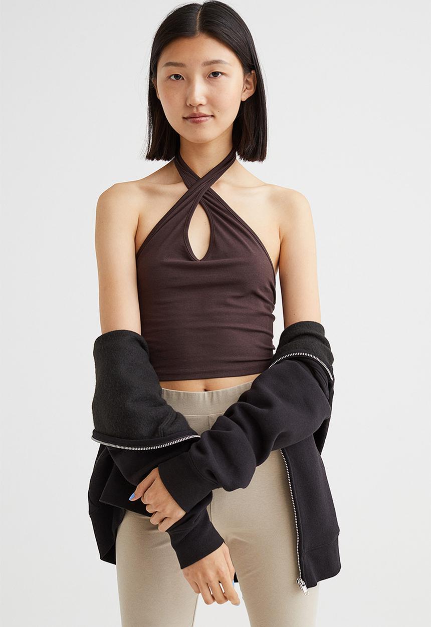 H&M - Halterneck v-neck top - brown