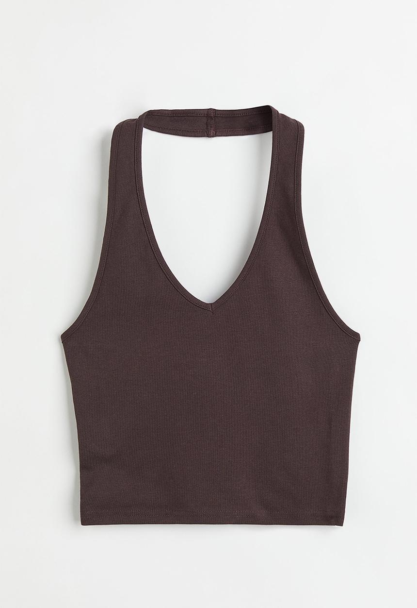 H&M - Halterneck v-neck top - brown