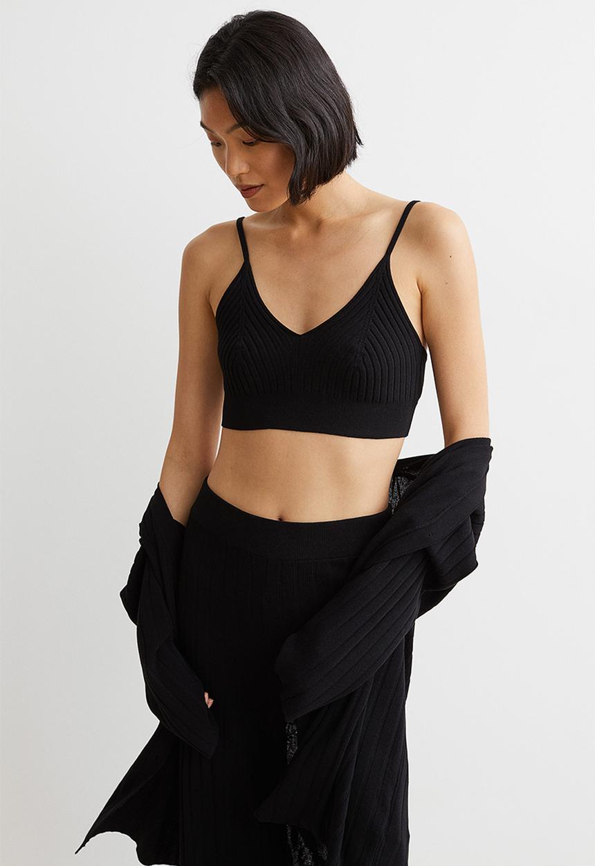 H&M - Viscose-blend crop top - black