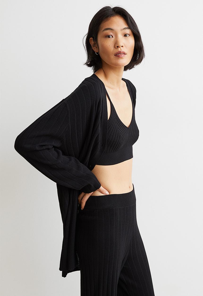 H&M - Viscose-blend crop top - black
