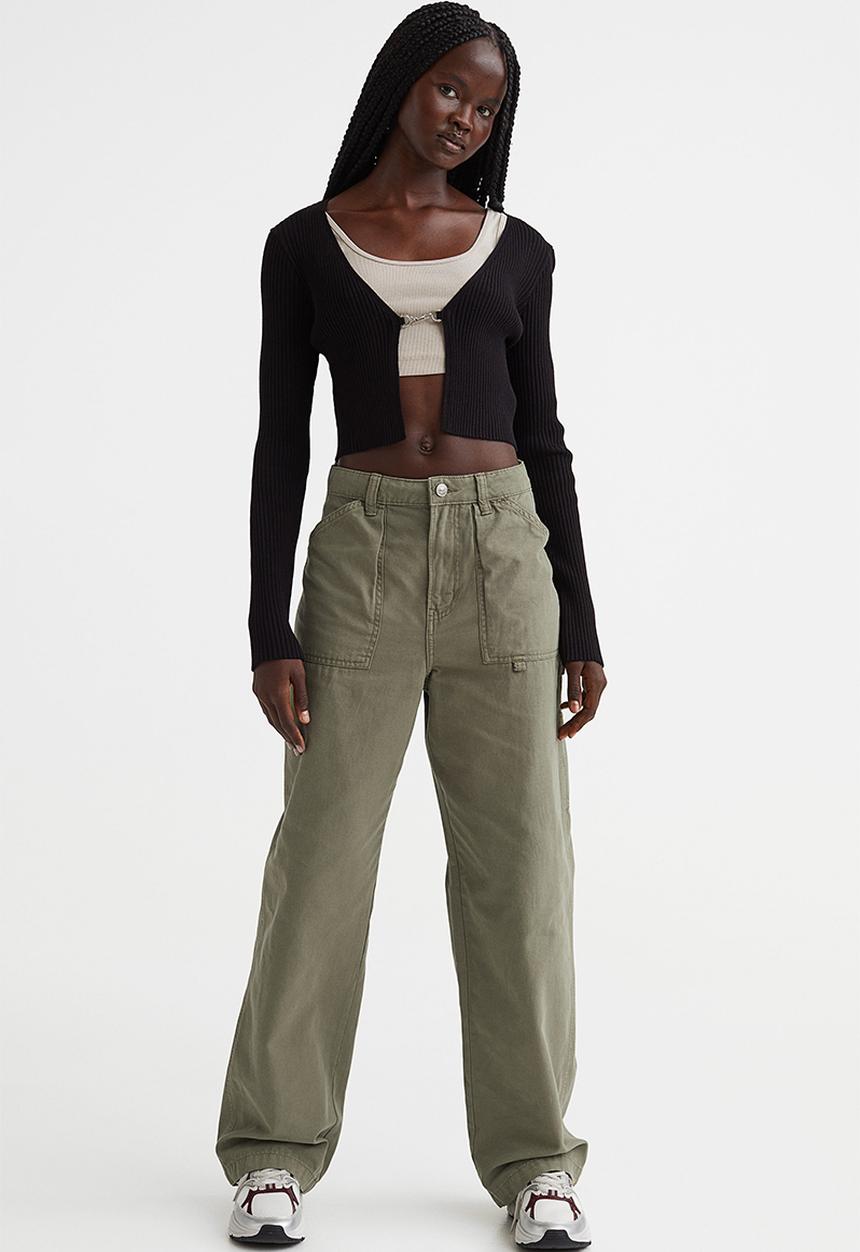 H&M - Cropped rib-knit cardigan - black