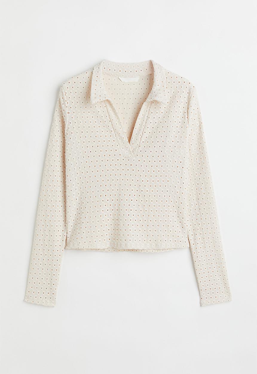 H&M - Collared top - light beige