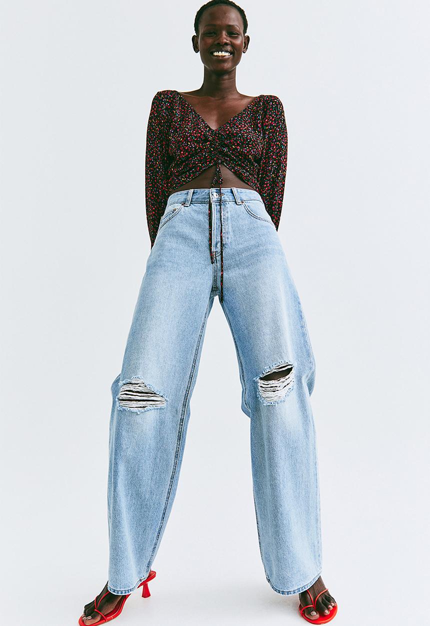 H&M - Wide low jeans - denim blue