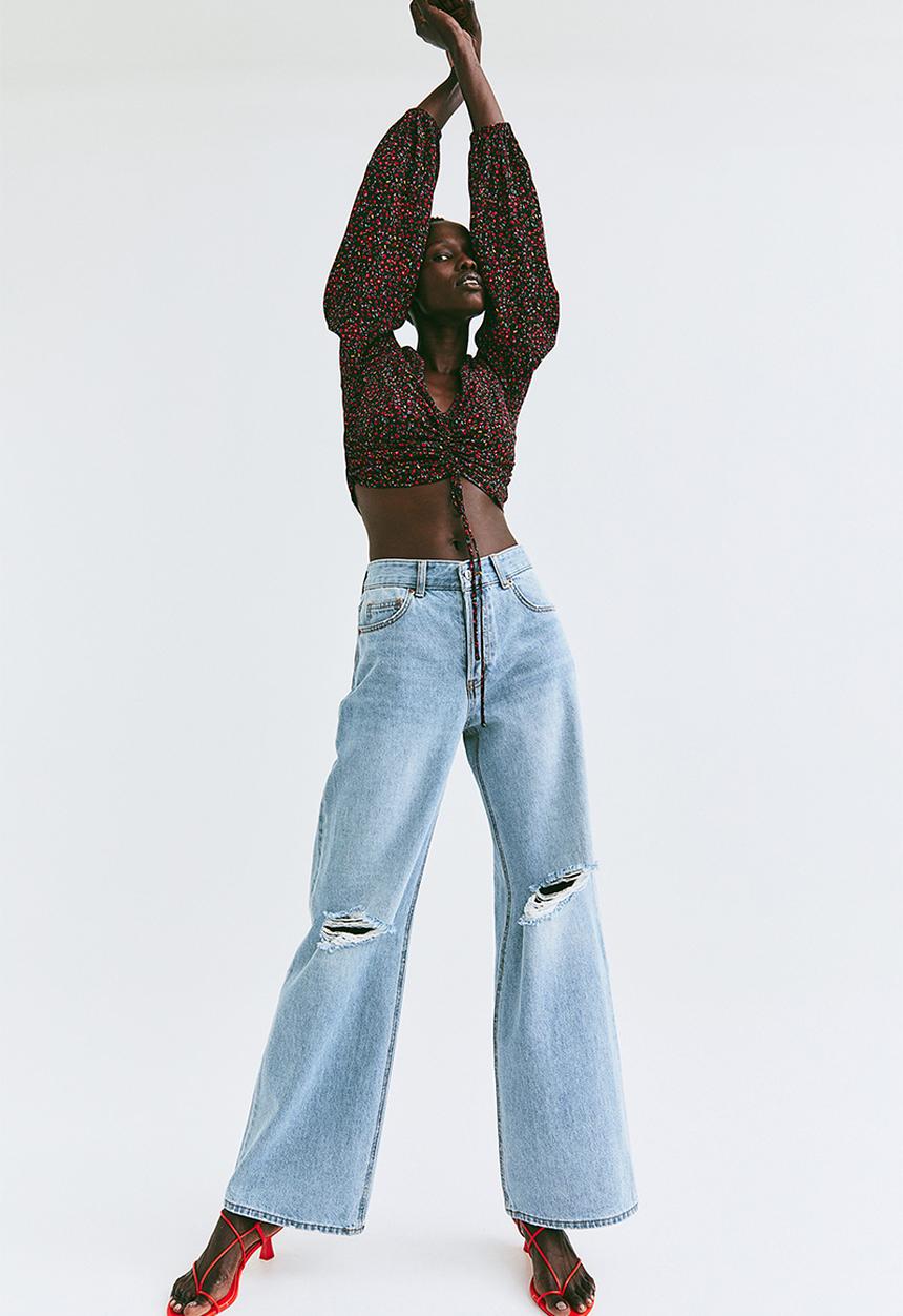 H&M - Wide low jeans - denim blue