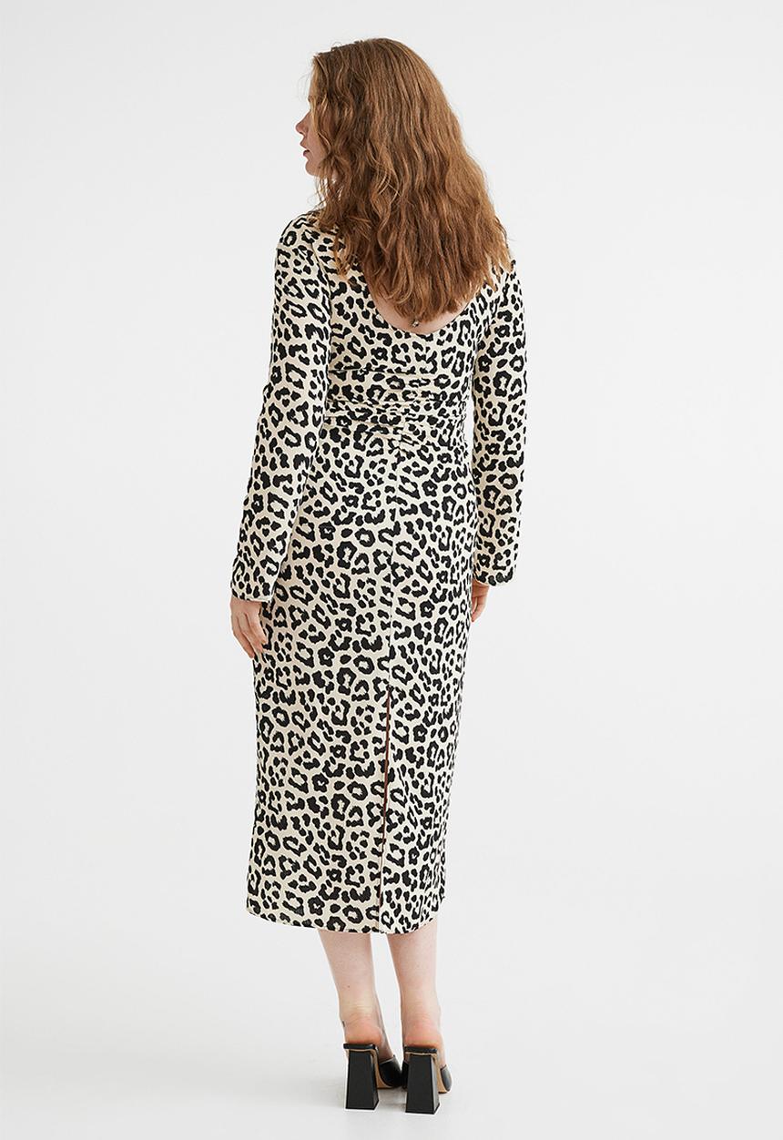 H&M - Patterned dress - white/leopard print