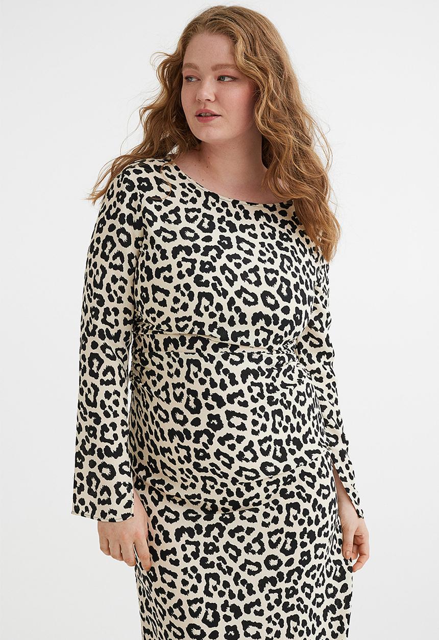 H&M - Patterned dress - white/leopard print