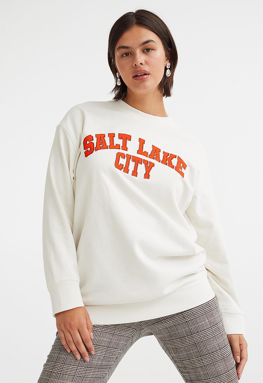 H&M - Oversized sweatshirt - white/salt lake city