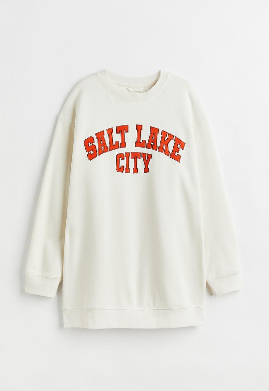 H&M - Oversized sweatshirt - white/salt lake city