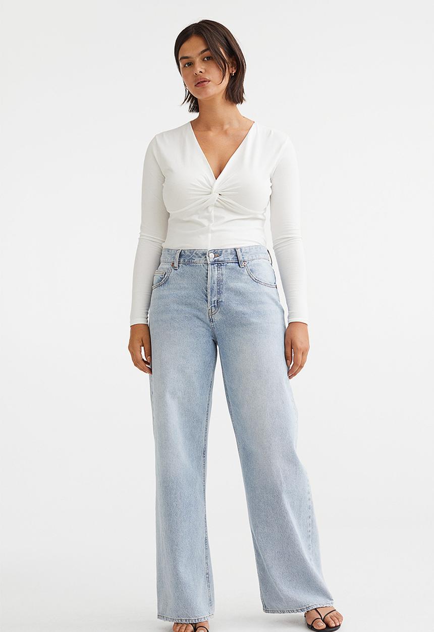 H&M - Knot-detail jersey top - white