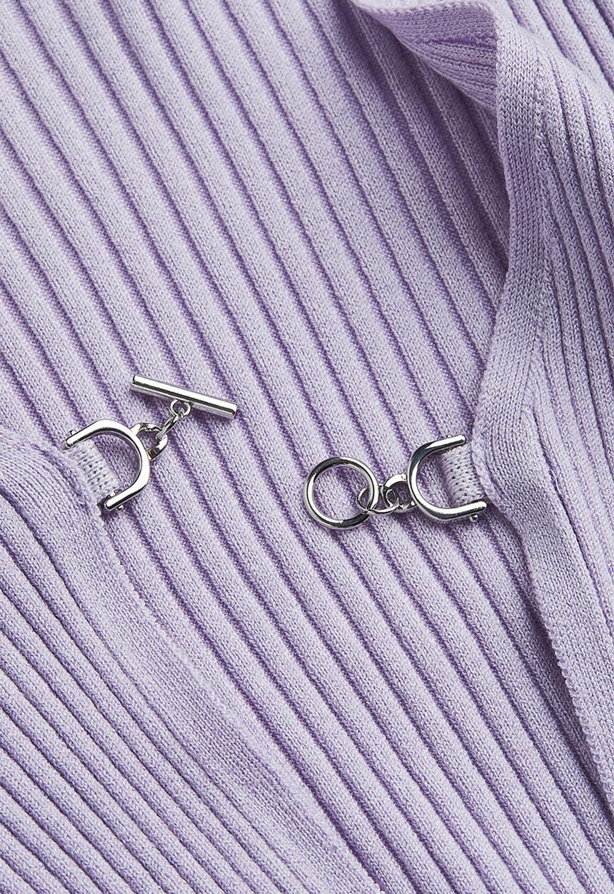H&M - Cropped rib-knit cardigan - light purple