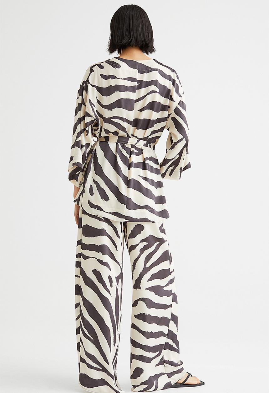 H&M - Wide trousers - cream/zebra print