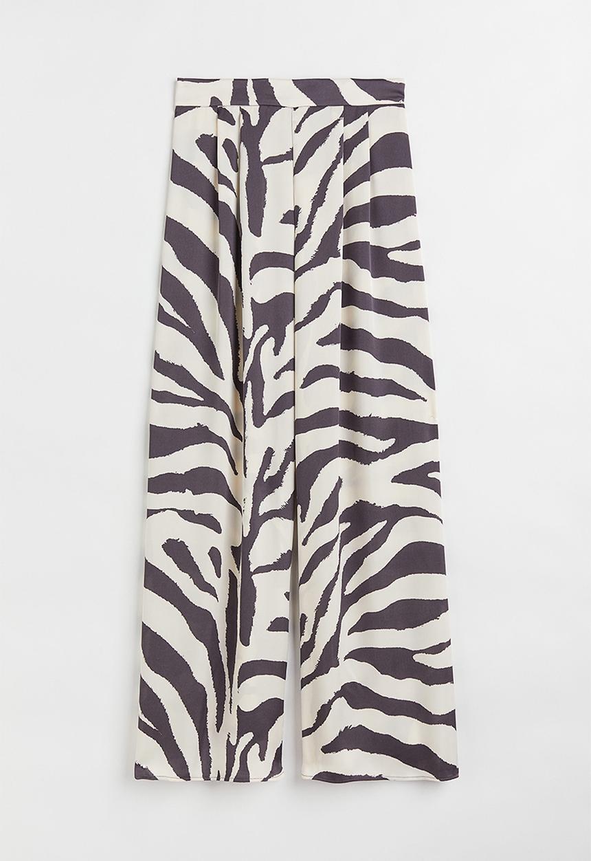 H&M - Wide trousers - cream/zebra print
