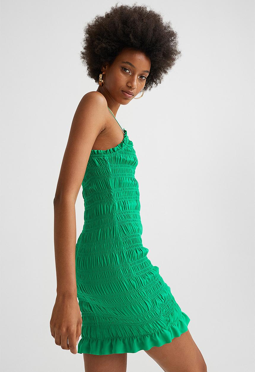 H&M - Smocked dress - green