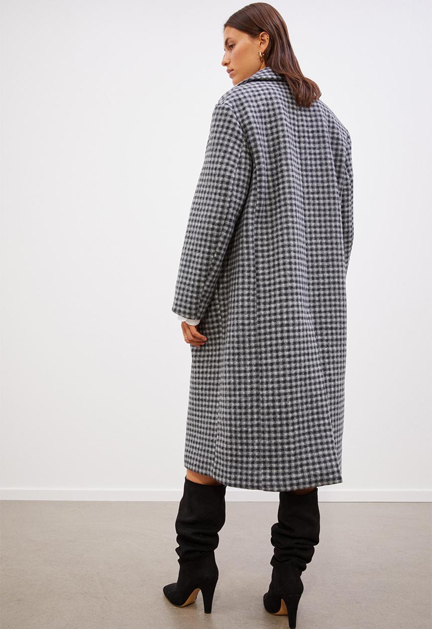 H&M - Oversized twill coat - black/checked