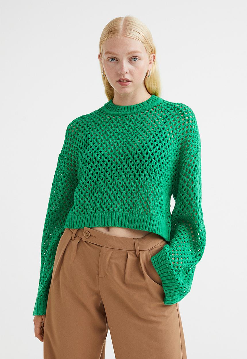 H&M - Hole-knit jumper - green