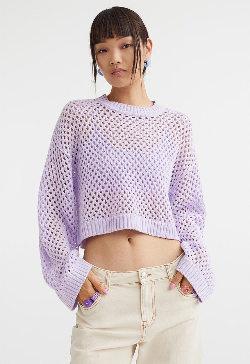 H&M - Hole-knit jumper - light purple