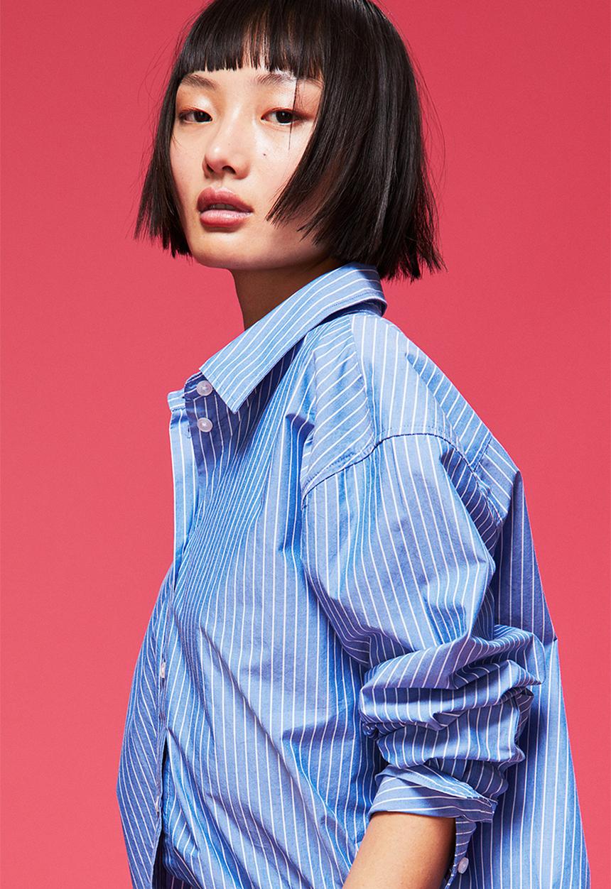 H&M - Cotton shirt - blue/striped