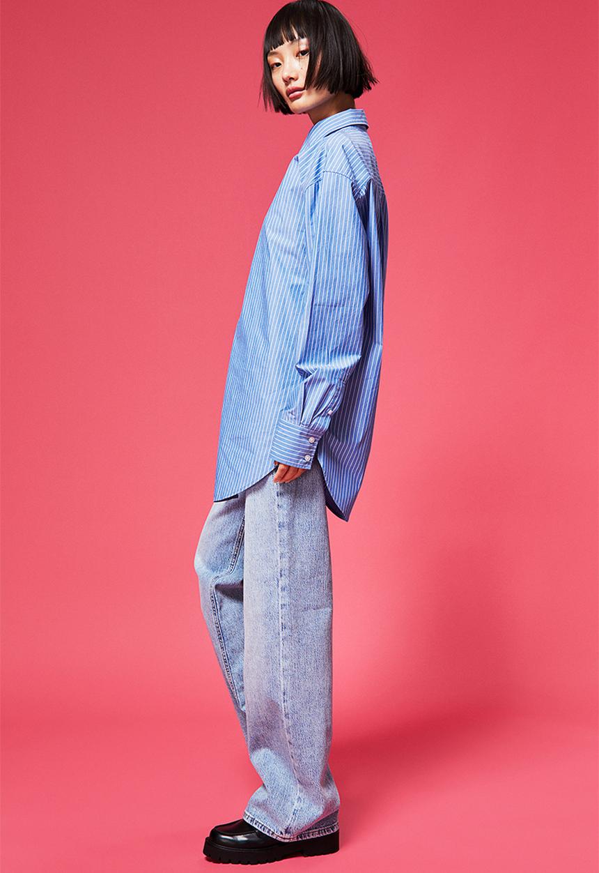 H&M - Cotton shirt - blue/striped