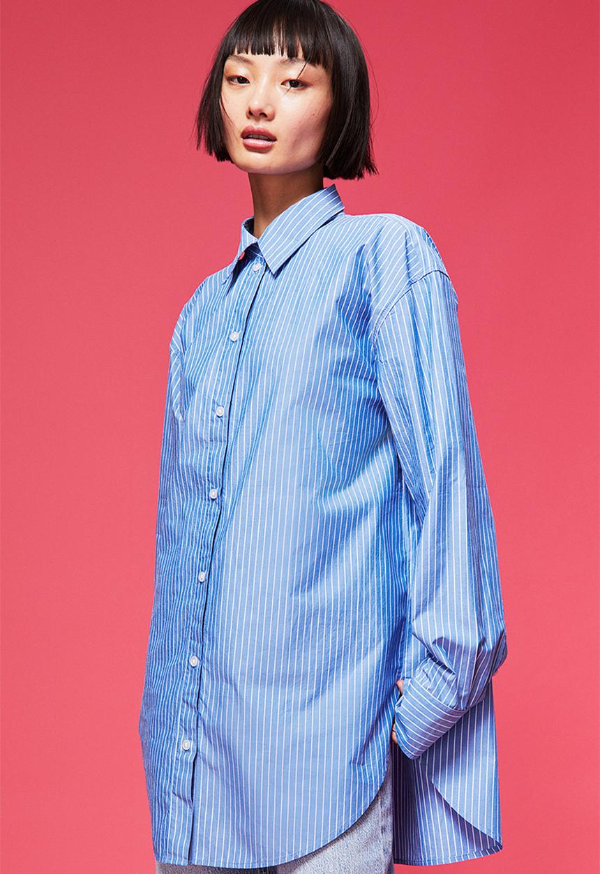 H&M - Cotton shirt - blue/striped