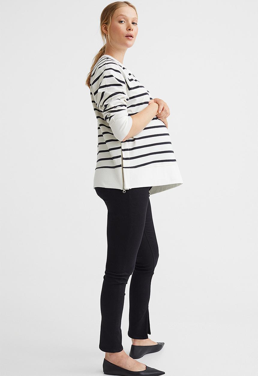 H&M - Mama zip-detail sweatshirt - white/striped